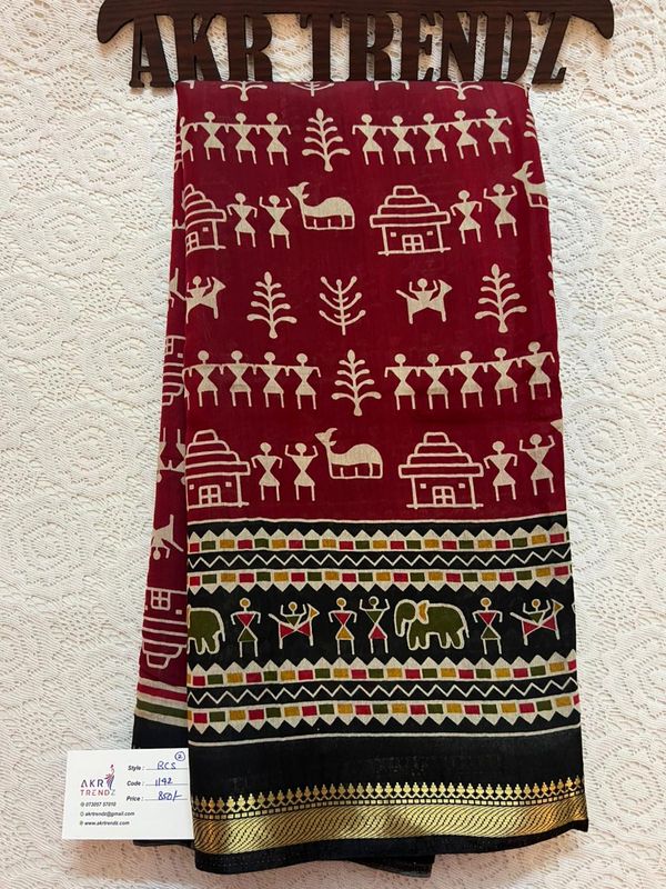 Warli print chanderi silk sarees​