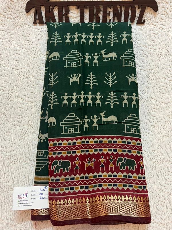 Warli print chanderi silk sarees​