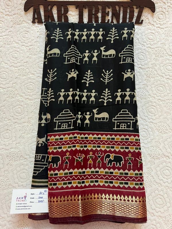 Warli print chanderi silk sarees​