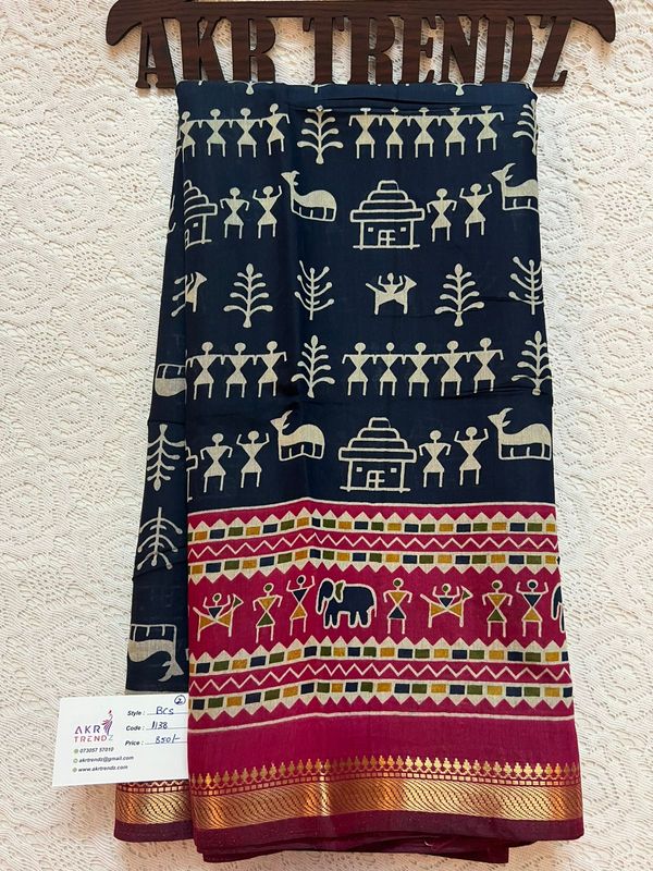 Warli print chanderi silk sarees​