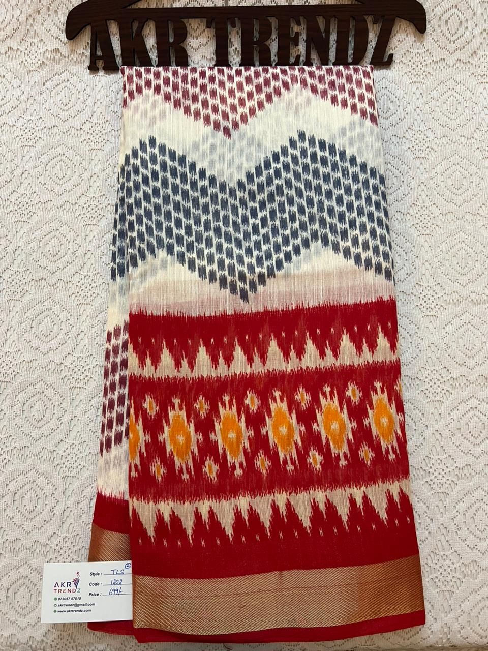 Ikkat print soft cotton sarees​