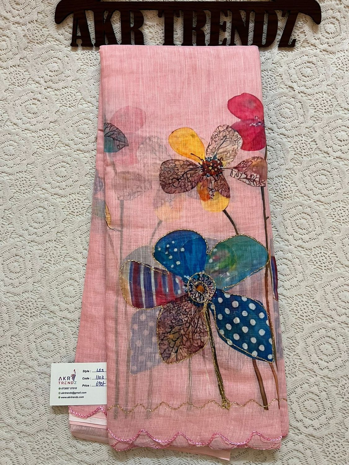 Embroidered Linen cotton Sarees