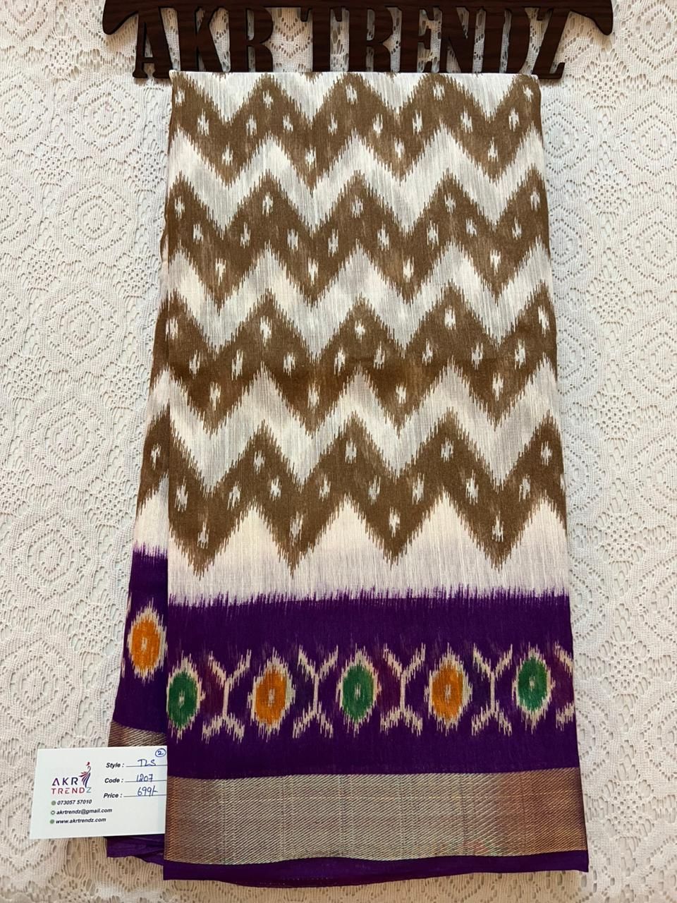 Ikkat print soft cotton sarees