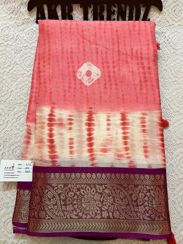Shibori print soft cotton sarees