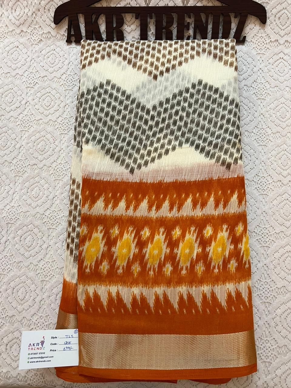 Ikkat print soft cotton sarees