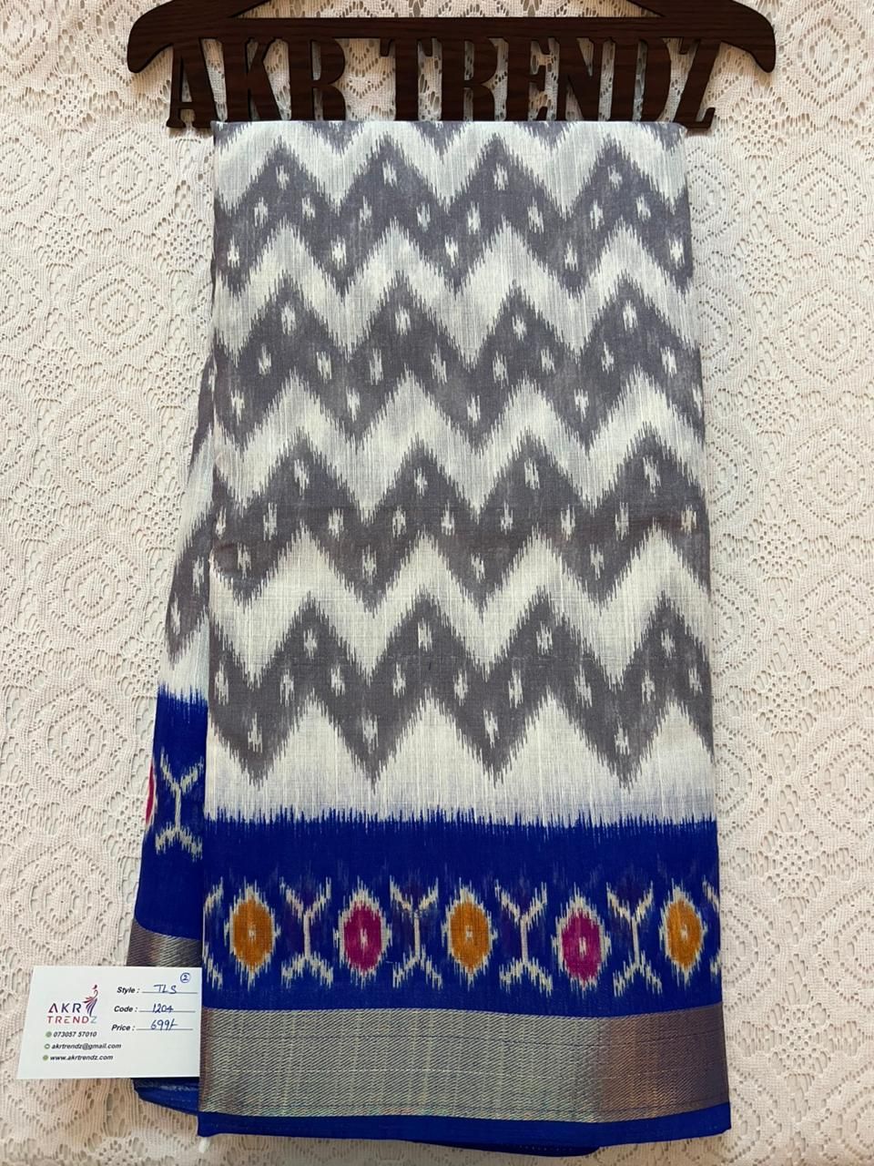 Ikkat print soft cotton sarees