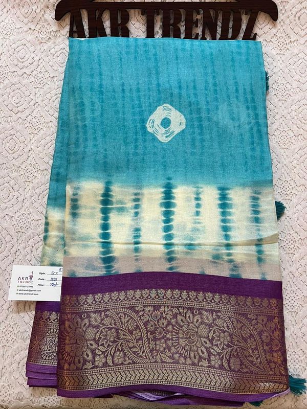 Shibori print soft cotton sarees