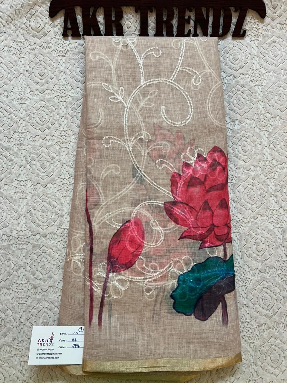 Embroidered Linen cotton sarees​