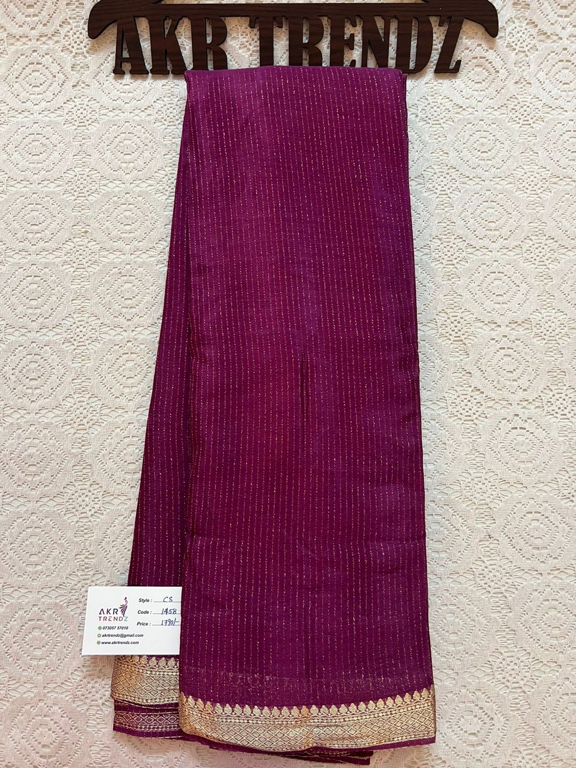 Small Zari Border Chinnon silk sarees​