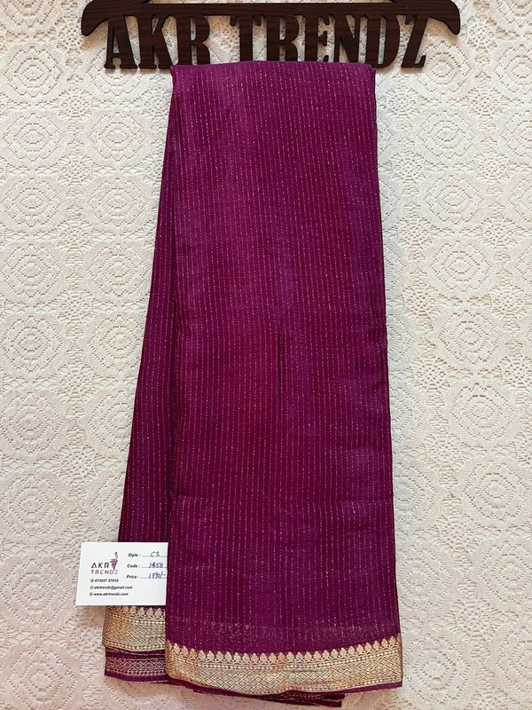 Small Zari Border Chinnon silk sarees​