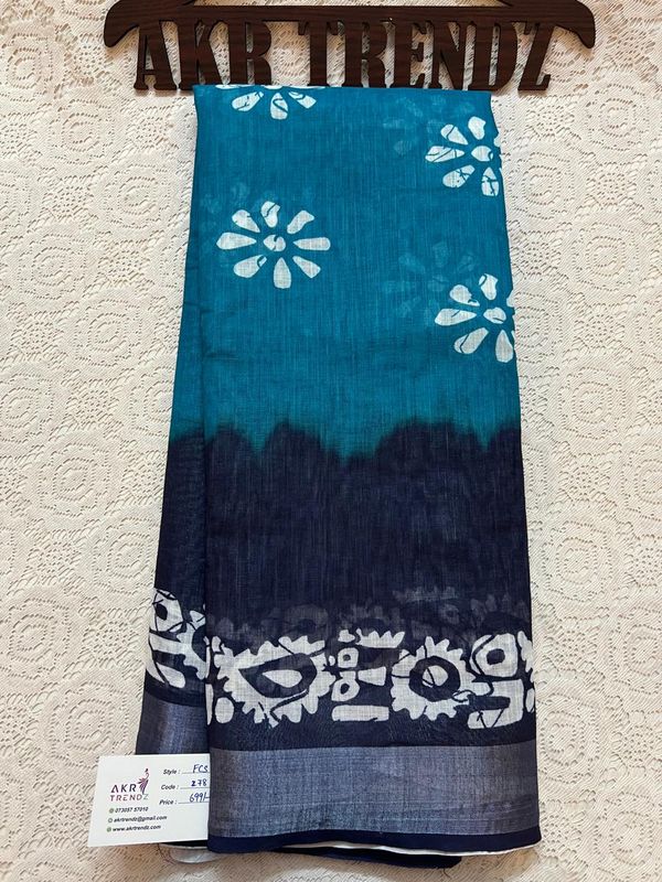Batik print Linen cotton sarees