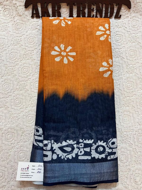Batik print Linen cotton sarees