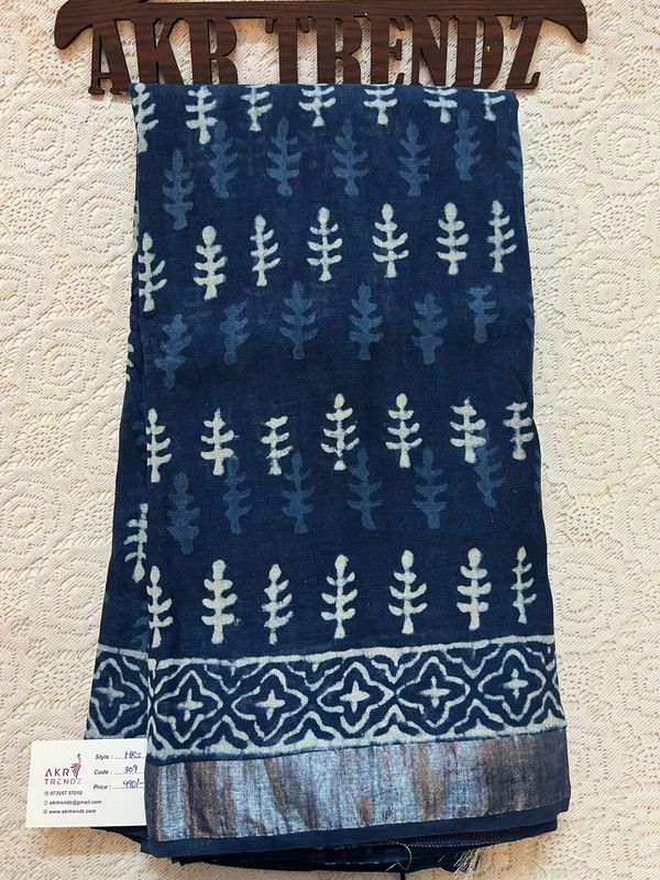 Hand Block Linen cotton sarees