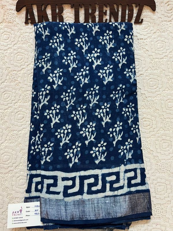 Hand Block Linen cotton sarees