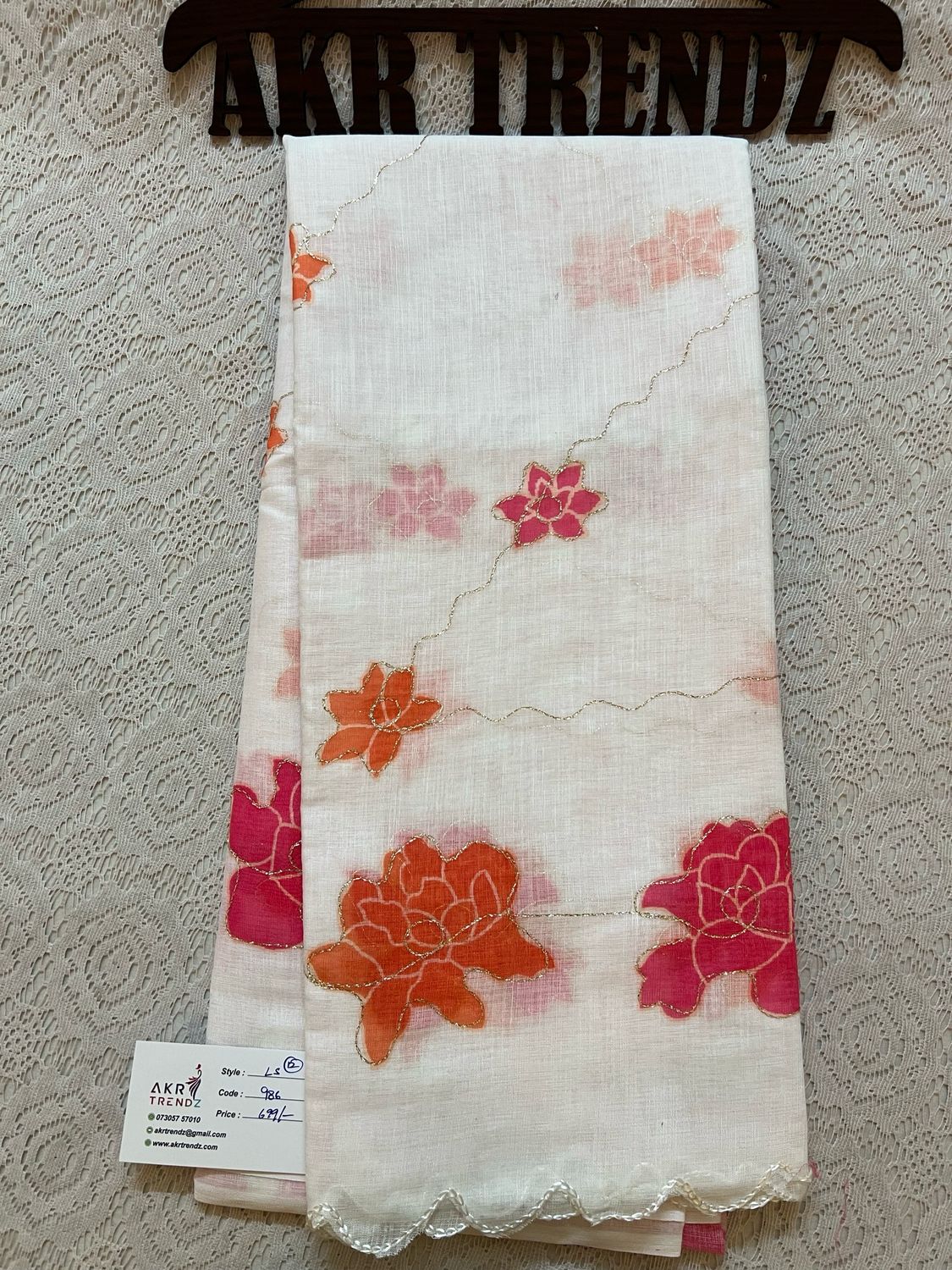 Embroidered Linen Cotton Sarees