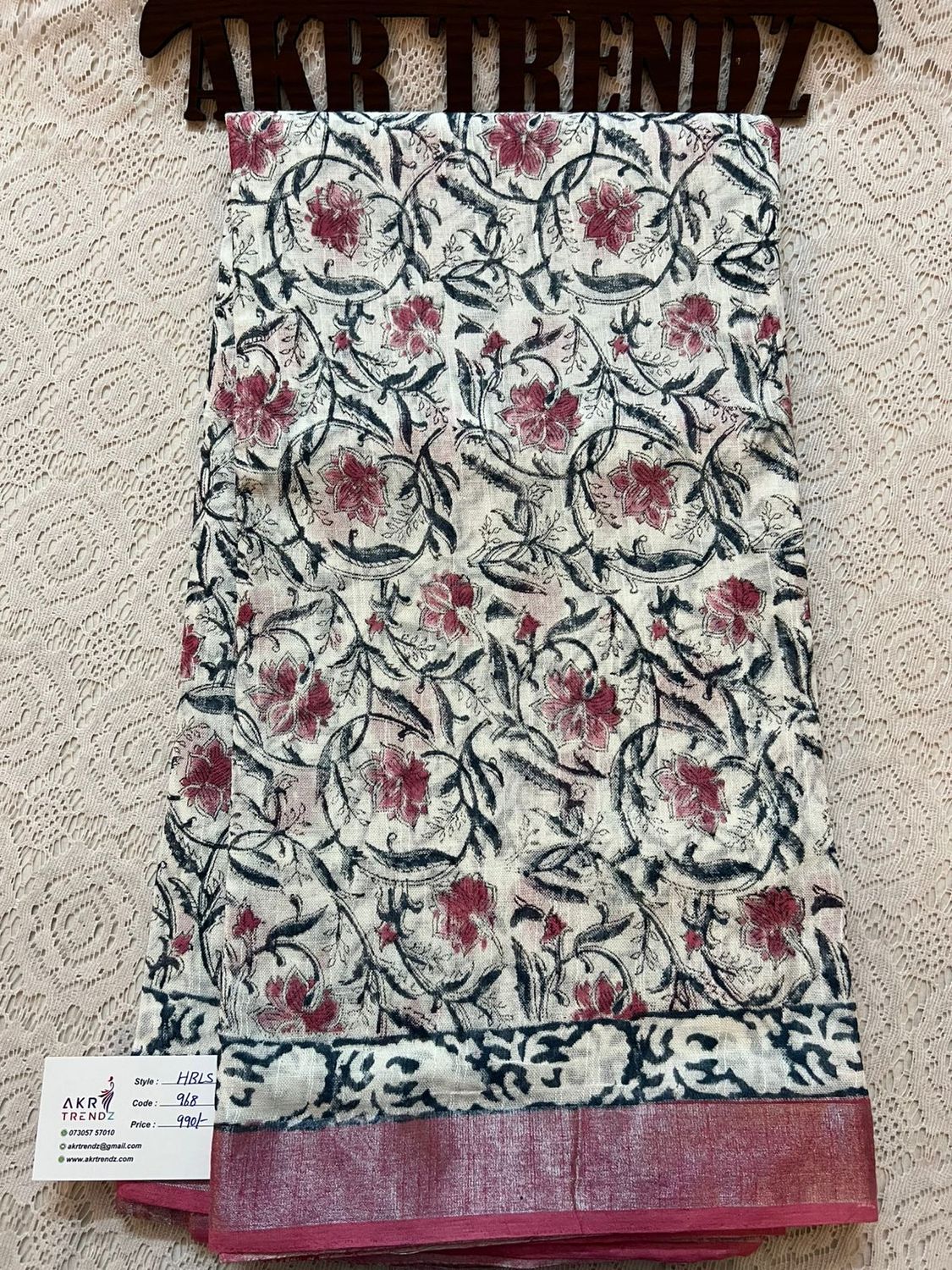 Hand Block Linen cotton sarees