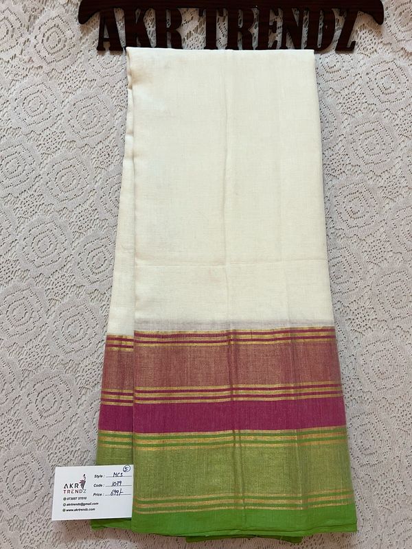 Mul Cotton Kanchi border Sarees