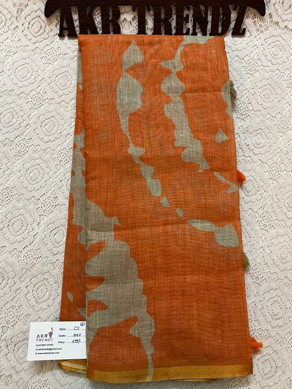 Fancy linen Digital Print sarees