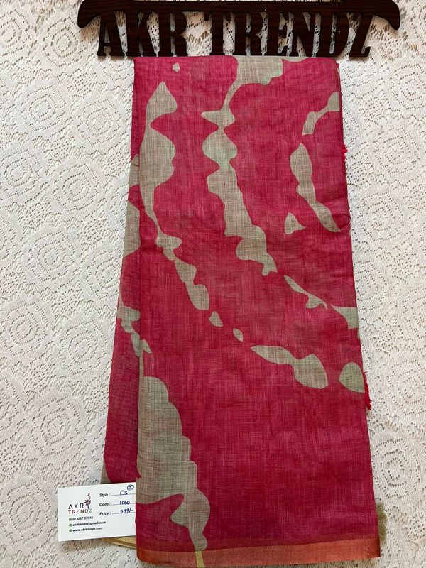 Fancy linen digital Print sarees