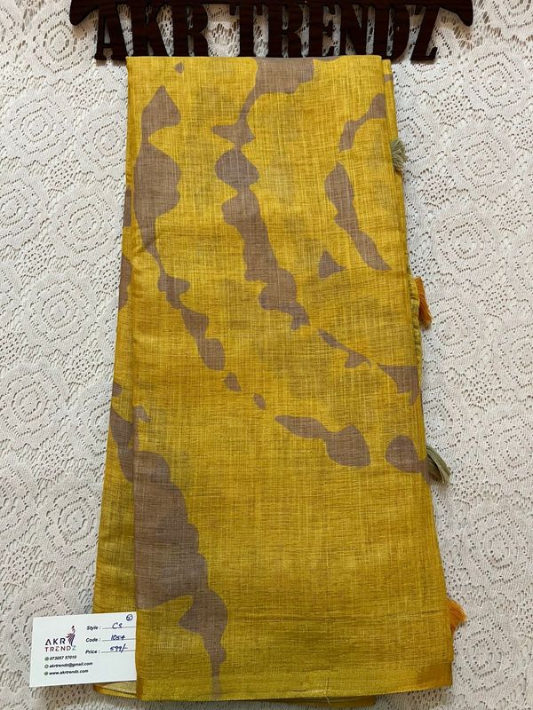 Fancy linen Digital Print sarees