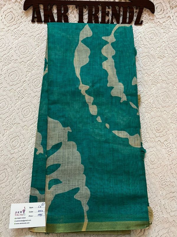 Fancy linen Digital Print sarees