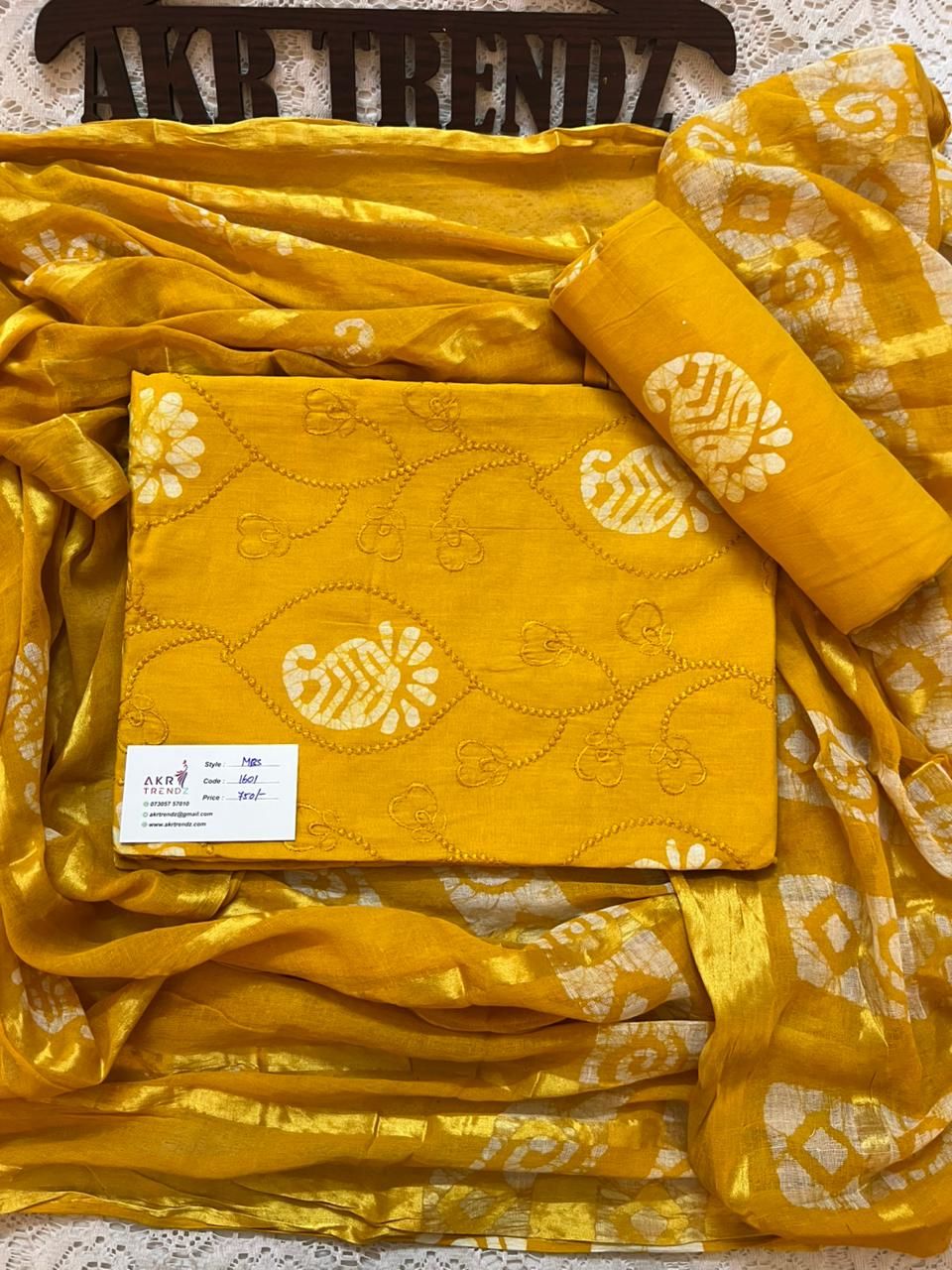 Handblock Embroidered Batik cotton suit sets​