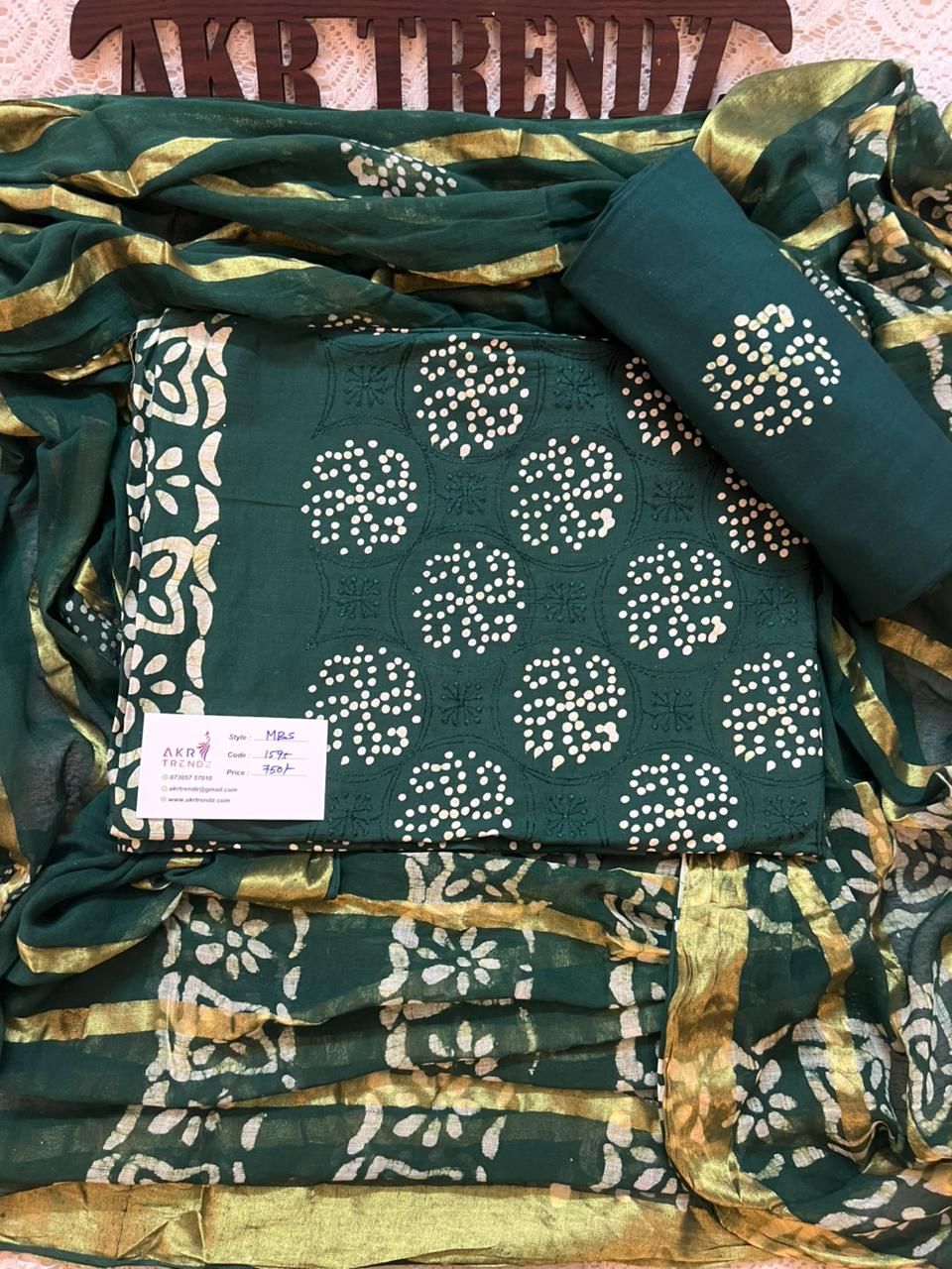 Handblock Embroidered Batik cotton suit sets​