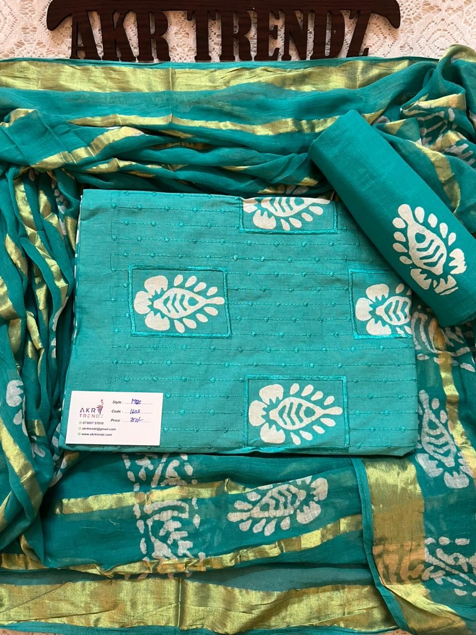 Handblock Embroidered Batik cotton suit sets​