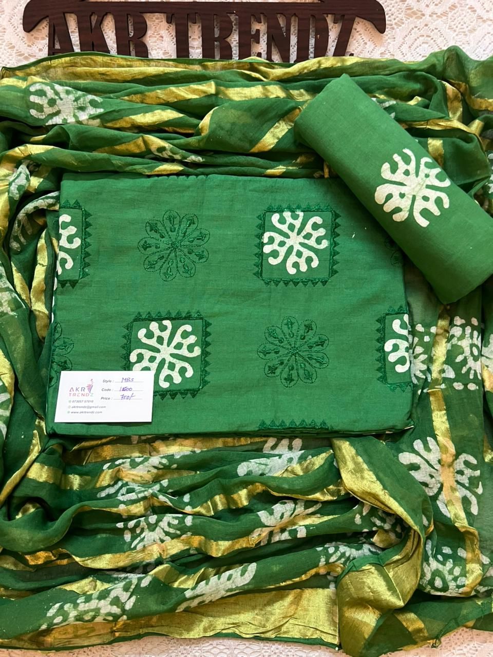 Handblock Embroidered Batik cotton suit sets​