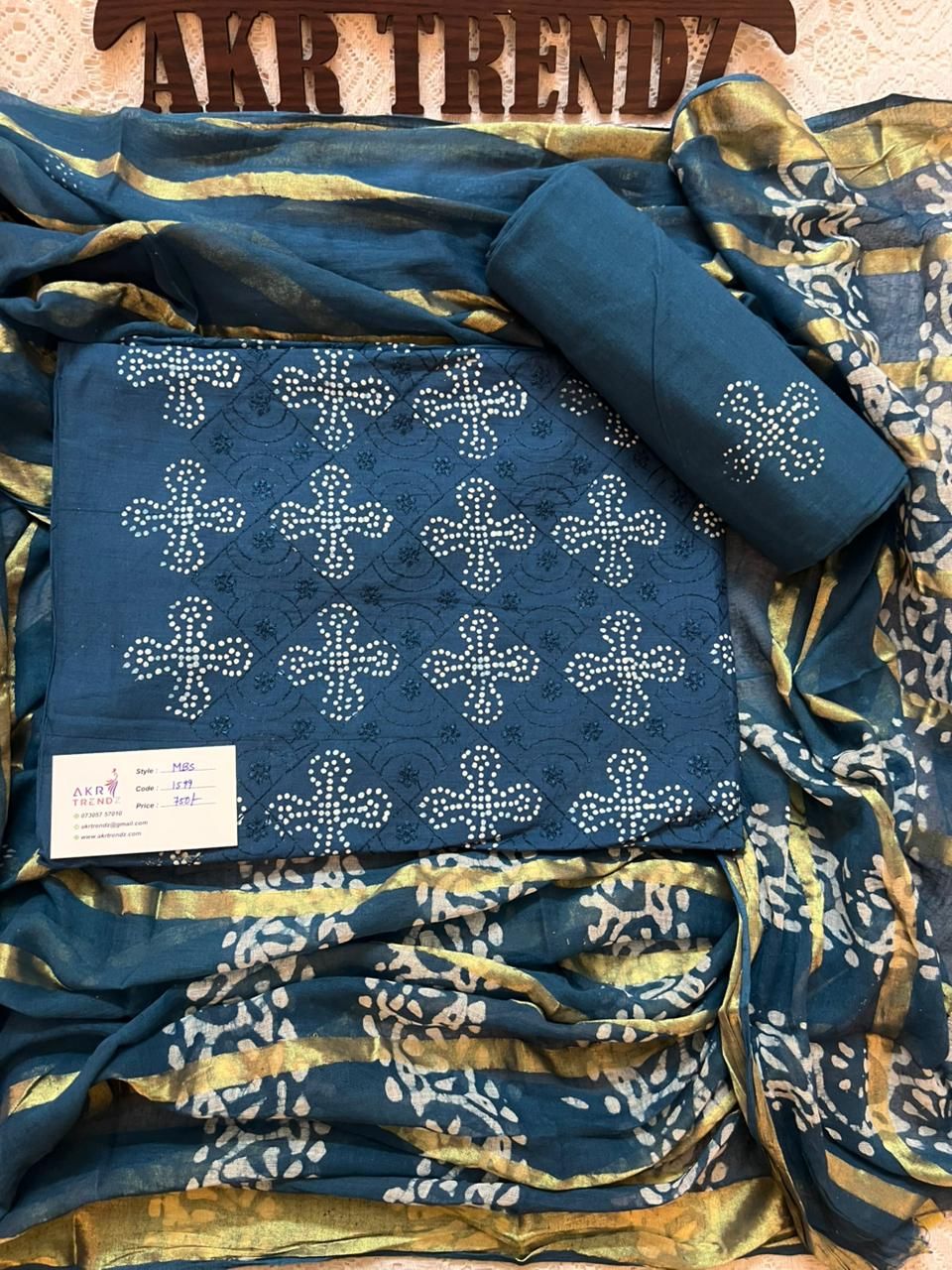 Handblock Embroidered Batik cotton suit sets​