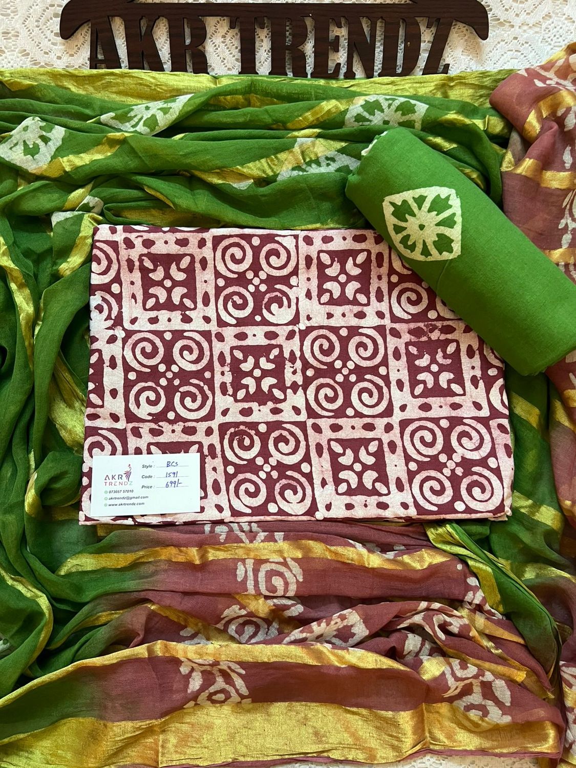 Handblock Batik cotton Salwar suit sets​