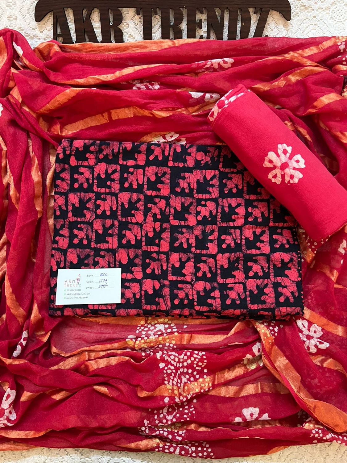 Handblock Batik cotton Salwar suit sets