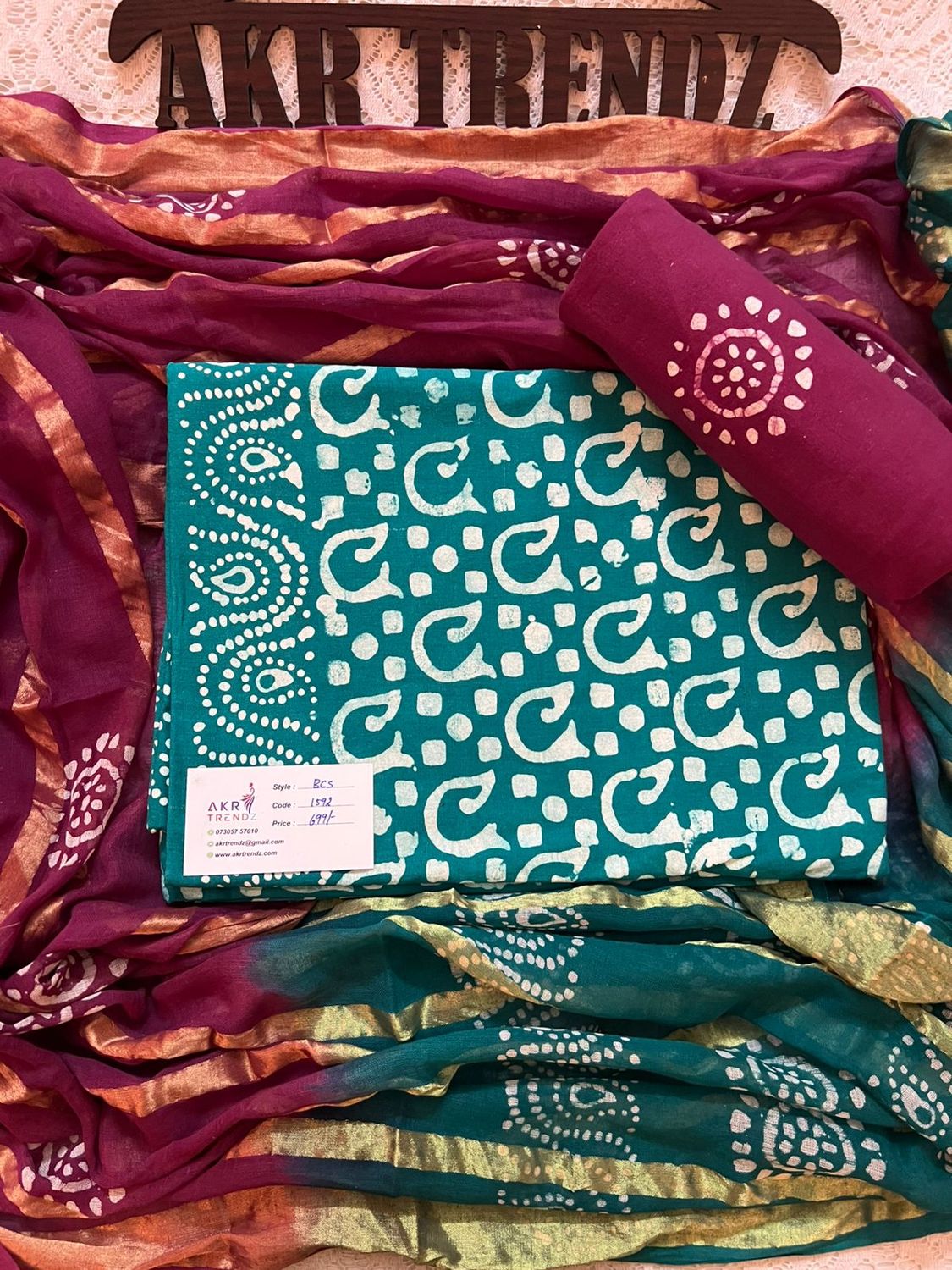 Handblock Batik cotton Salwar suit sets