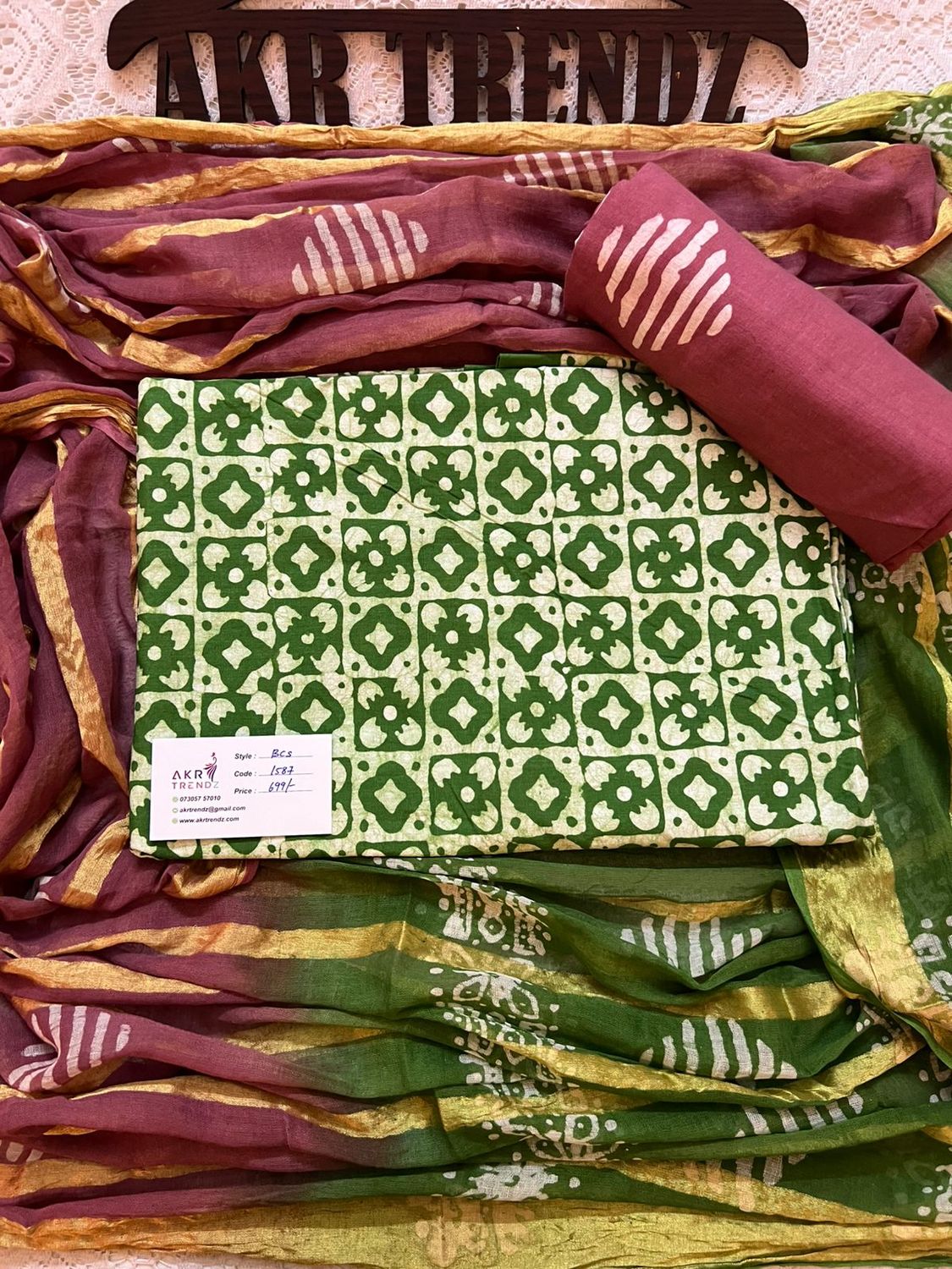 Handblock Batik cotton Salwar suit sets​