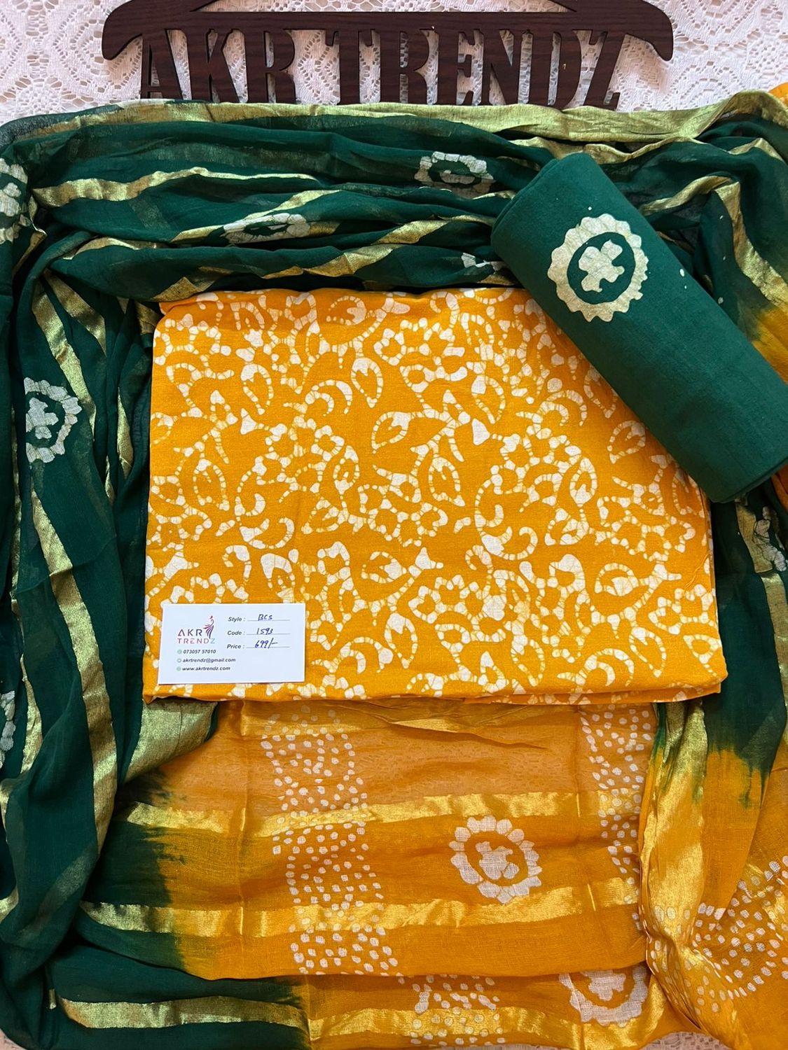 Handblock Batik cotton Salwar suit sets