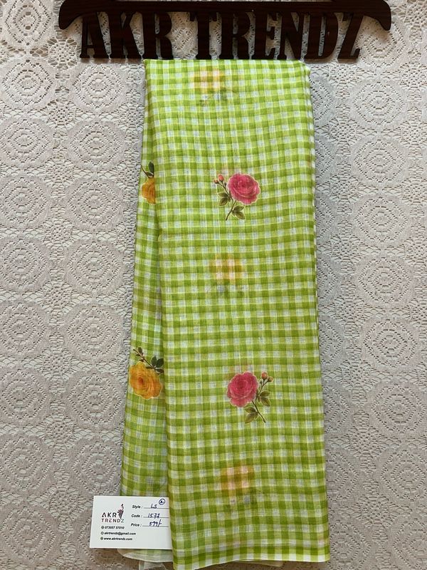 Fancy linen digital Print sarees