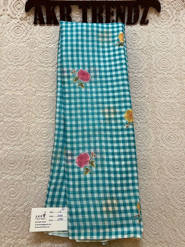 Fancy linen digital Print Sarees