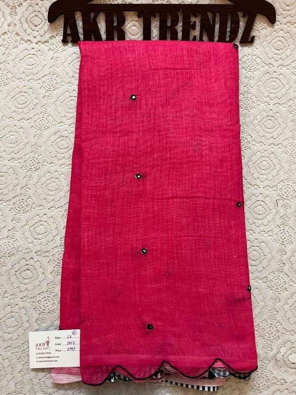 Fancy Digital Print linen Sarees
