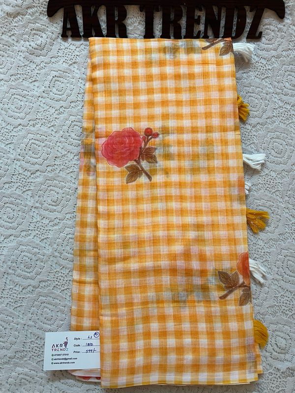 Fancy Linen Digital Print Sarees