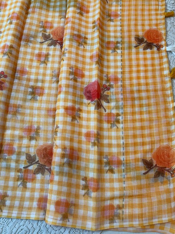 Fancy Linen Digital Print Sarees