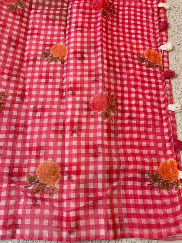 Fancy linen Digital Print Sarees