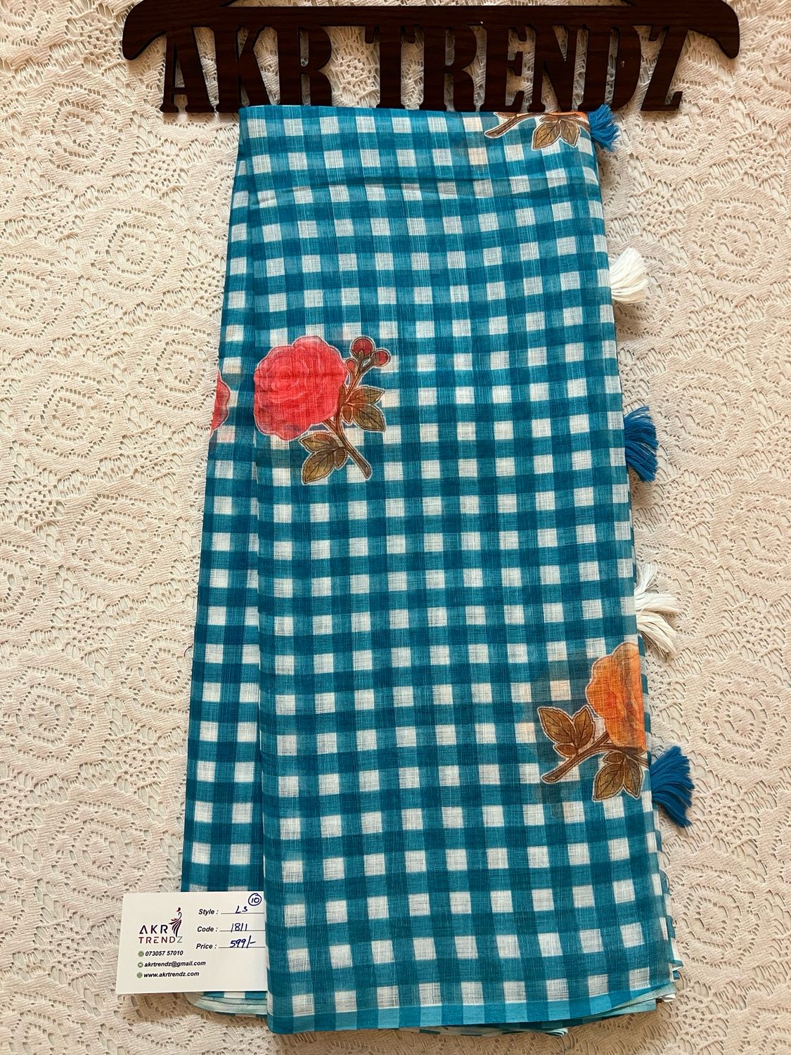 Fancy digital Print Linen Cotton Sarees