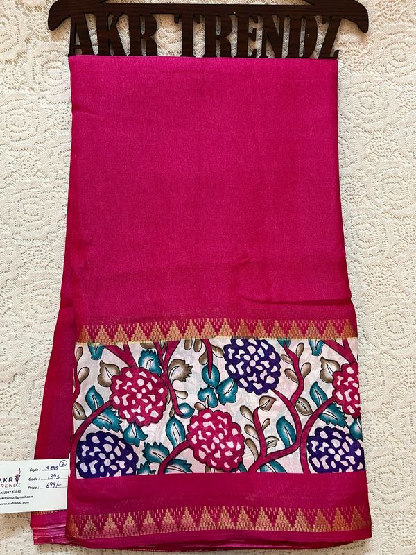 Kalamkari Border Silk Georgette Sarees