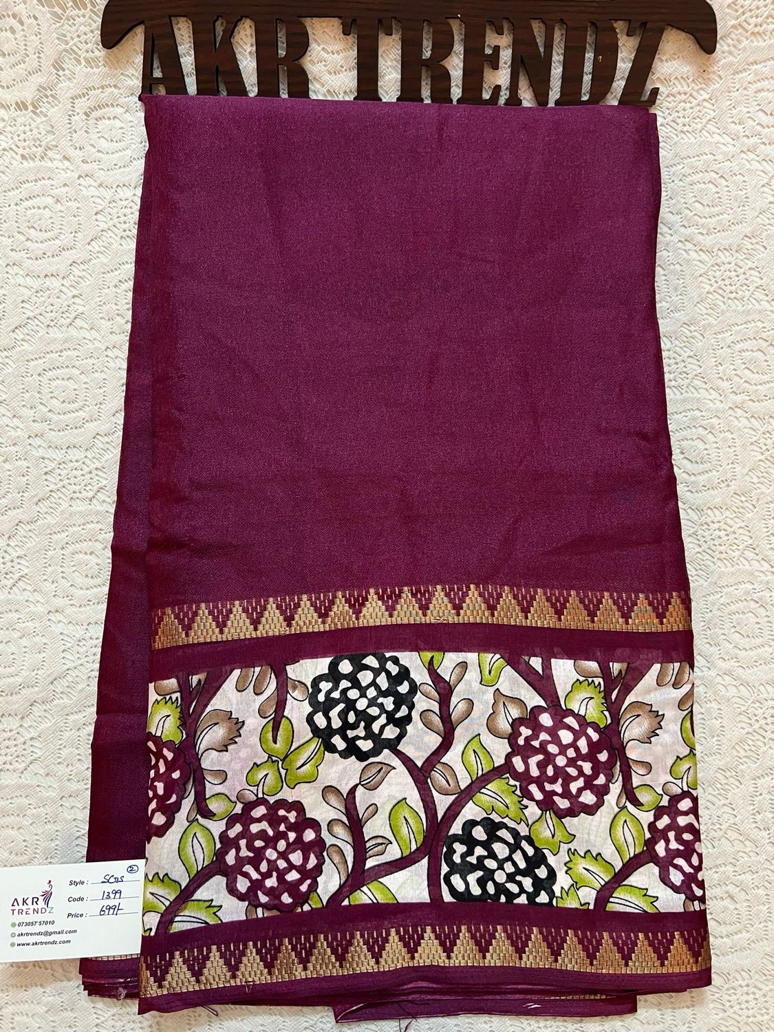 Kalamkari border Silk Georgette Sarees
