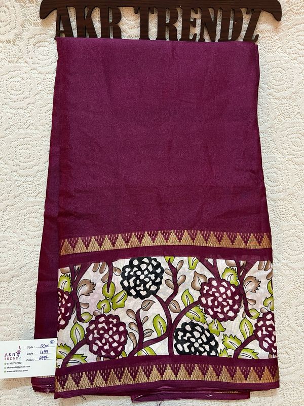 Kalamkari border Silk Georgette Sarees