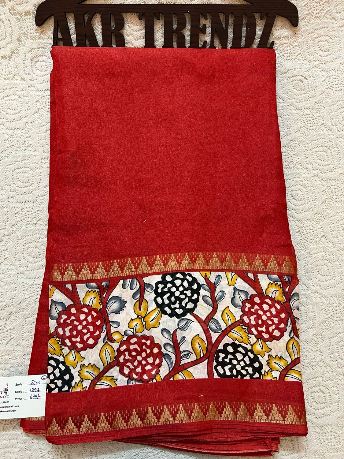 Kalamkari border Silk Georgette Sarees