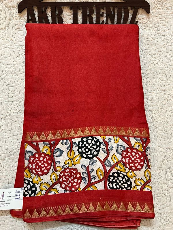 Kalamkari border Silk Georgette Sarees