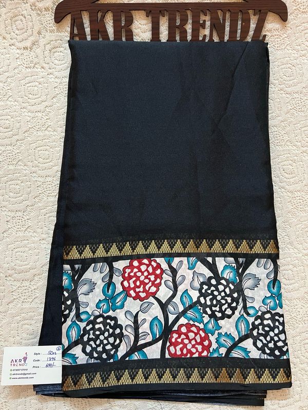 Kalamkari border Silk Georgette Sarees