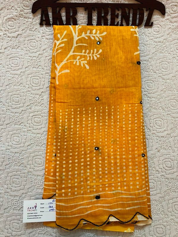 Fancy Digital Print Linen Sarees