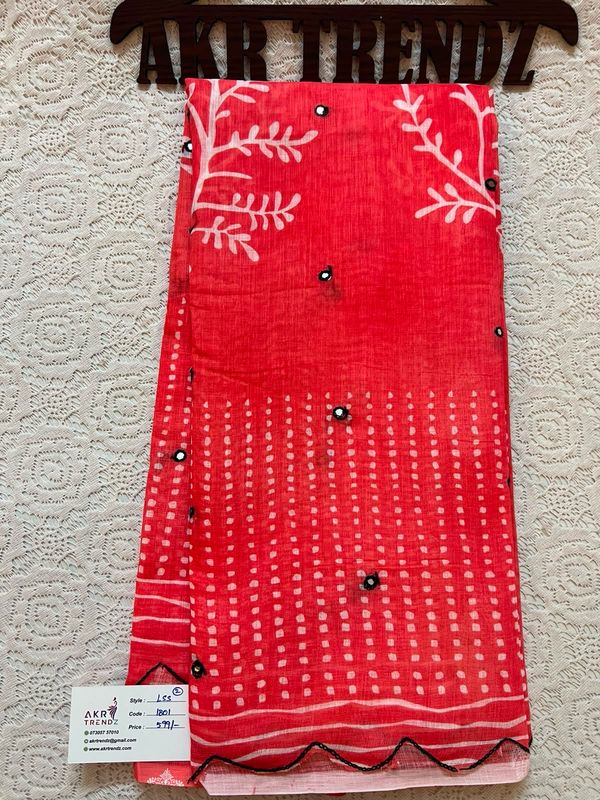 Fancy Digital Print linen Sarees